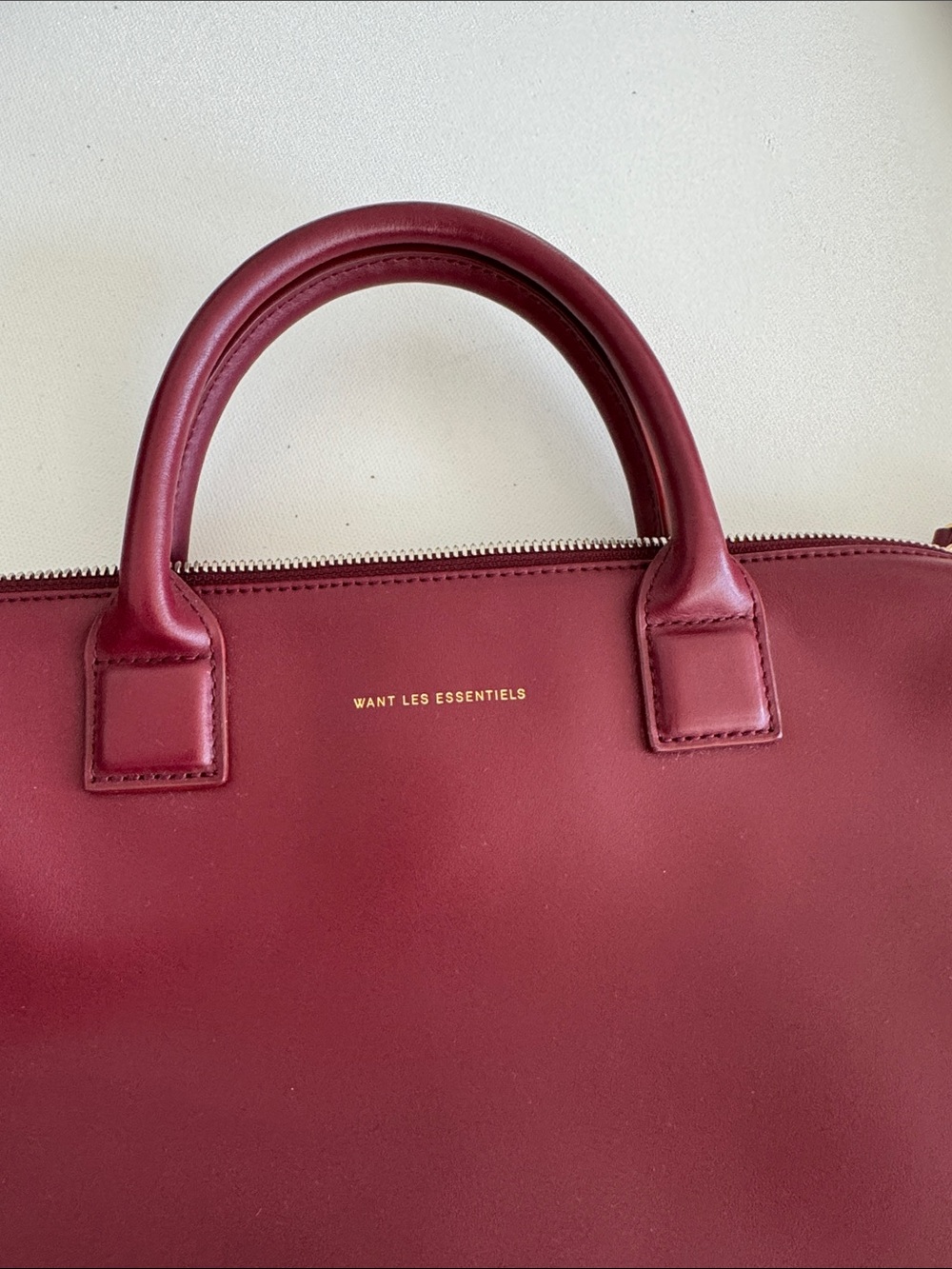 WANT Les Essentiels Burgundy Structured Leather Satchel